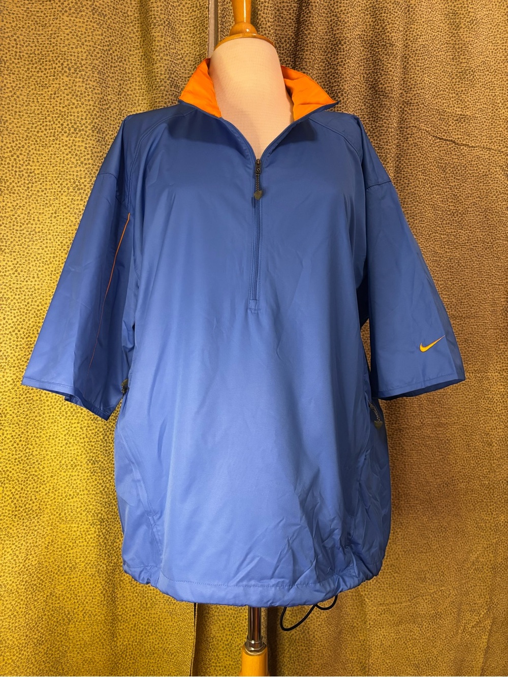 Nike Blue Half-Zip Windbreaker with Orange Trim